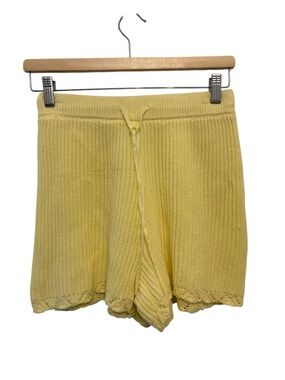 wild fable Yellow Knit High-Waist Ribbed Shorts
